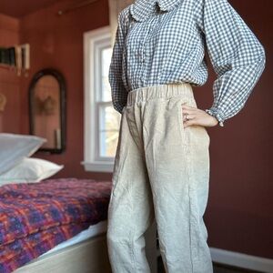 Neuflora Beige Elastic Waist Corduroy Pants